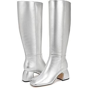 Circus NY by Sam Edelman Oaklyn Metallic Silver Knee High Boots Block Heel